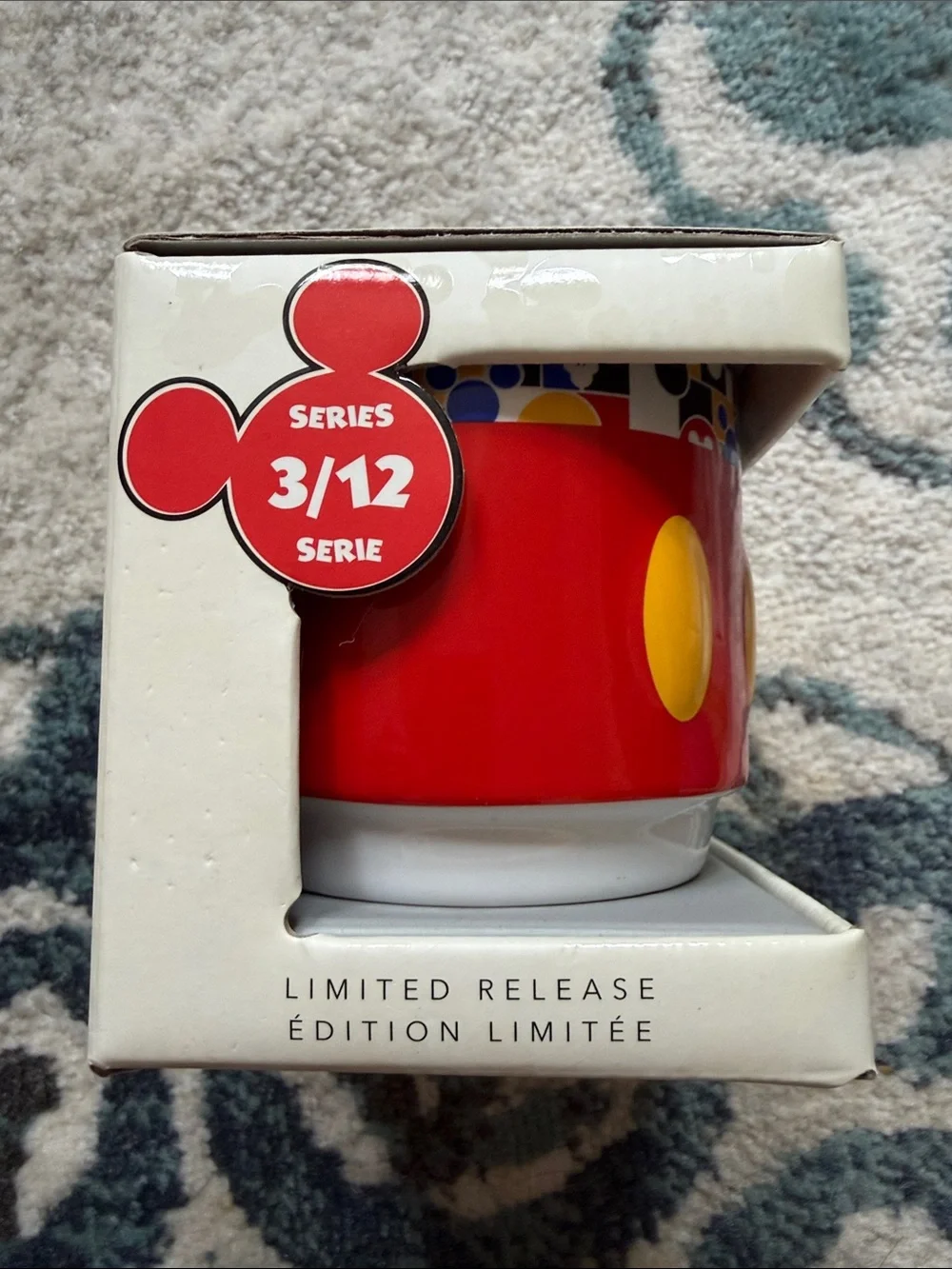 Disney Red Mickey Stackable Mug with Yellow Accents and Blue Handle